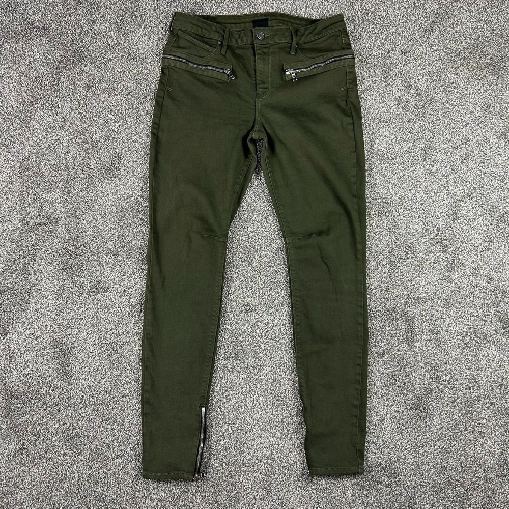 Rta Olive Green Skinny Jeans With Zipper Details Womens Size 29‎ Cotton/Elastane